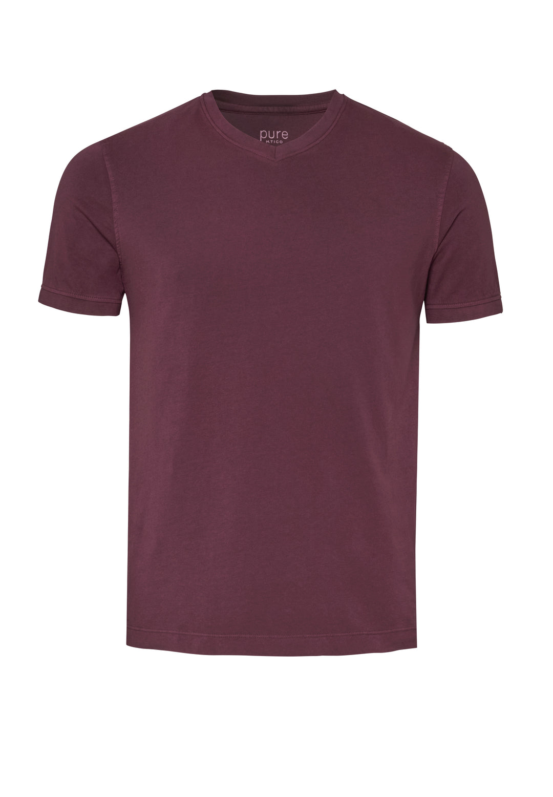 6006-92977 Pure T-Shirt V-Neck slim fit Halbarm 331 uni bordeaux