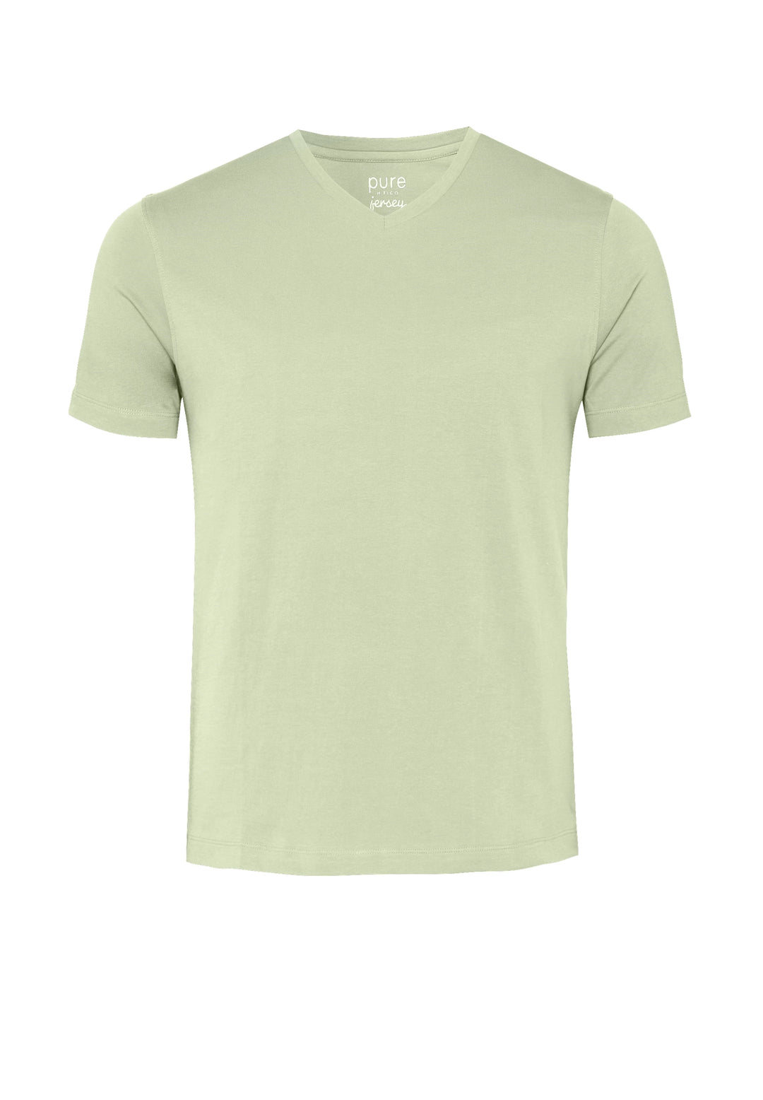 6006-92977 Pure T-Shirt V-Neck slim fit Halbarm 402 uni hellgrün