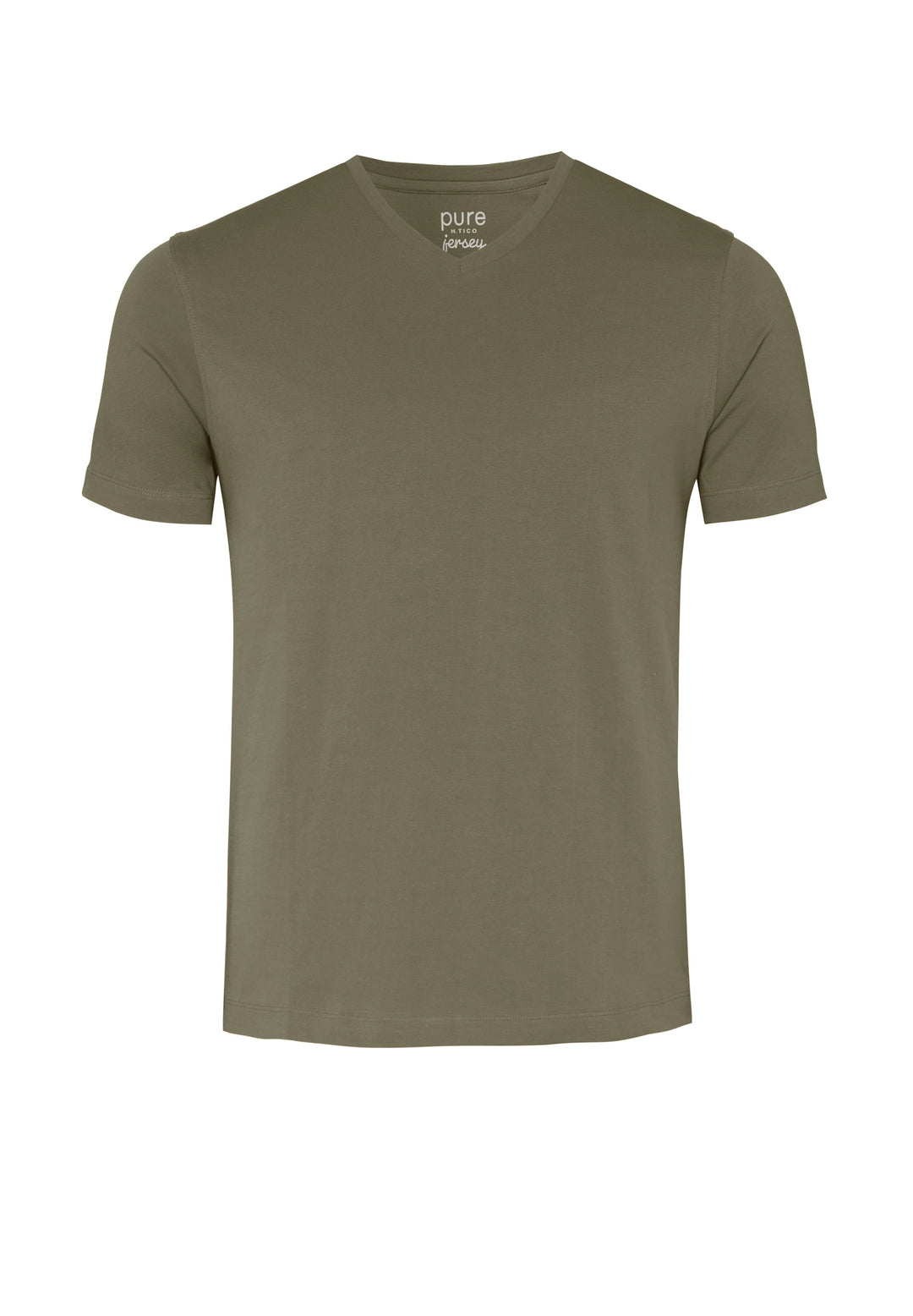 6006-92977 Pure T-Shirt V-Neck slim fit Halbarm 430 uni oliv