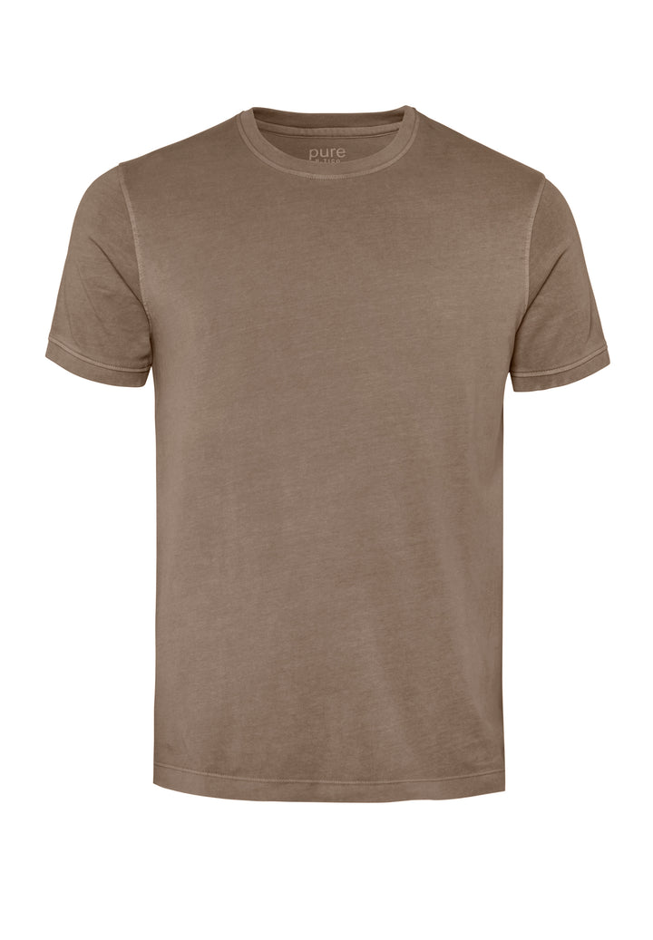 Beiges T-Shirt mit Rundhals in Slim Fit Passform