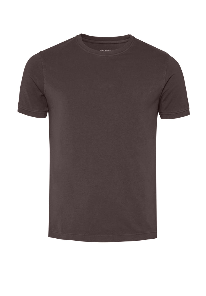 6007-92975 Pure T-Shirt Rundhals slim fit Halbarm 245 uni dunkelbraun