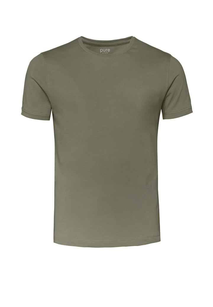 6007-92975 Pure T-Shirt Rundhals slim fit Halbarm 430 uni oliv
