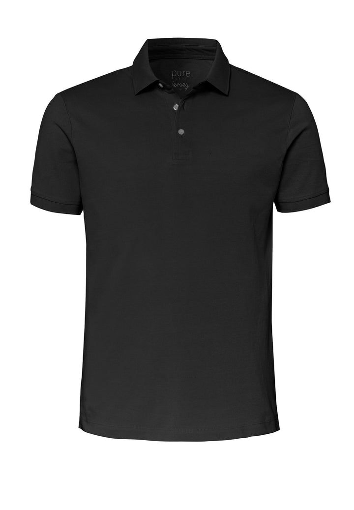 6008-92979 Pure Polo slim fit Halbarm 001 uni schwarz