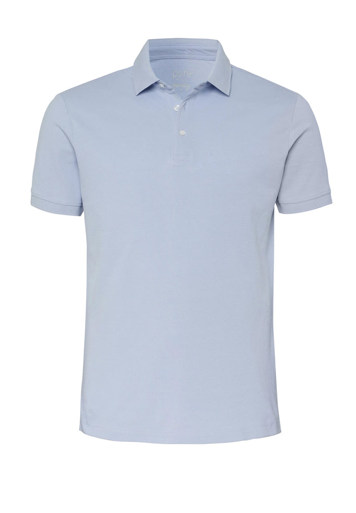 6008-92979 Pure Polo slim fit Halbarm 100 uni hellblau
