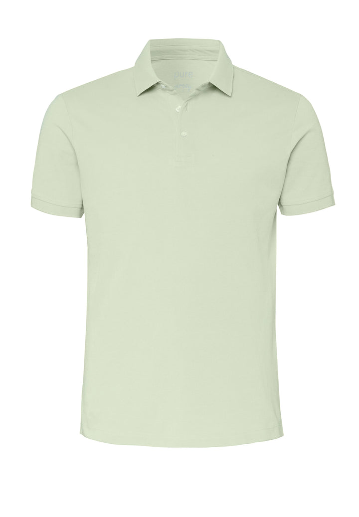 6008-92979 Pure Polo slim fit Halbarm 402 uni hellgrün