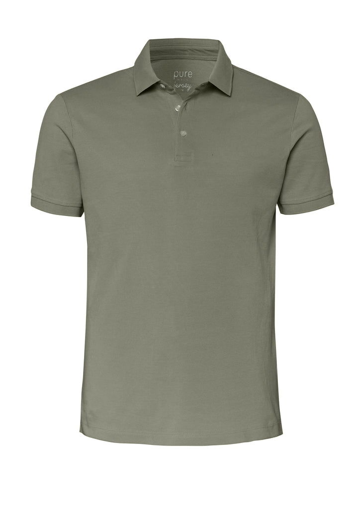 6008-92979 Pure Polo slim fit Halbarm 430 uni oliv