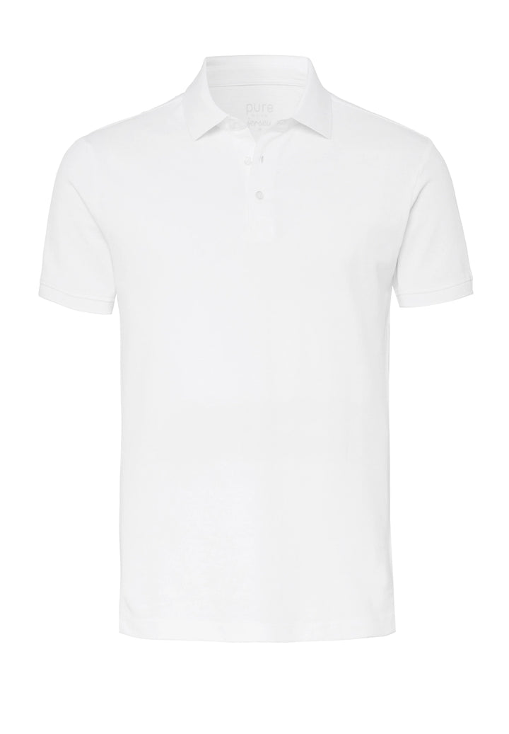 6008-92979 Pure Polo slim fit Halbarm 900 uni weiß