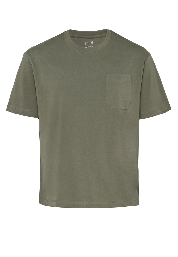 6009-92973 Pure T-Shirt Rundhals slim fit Halbarm 430 uni oliv