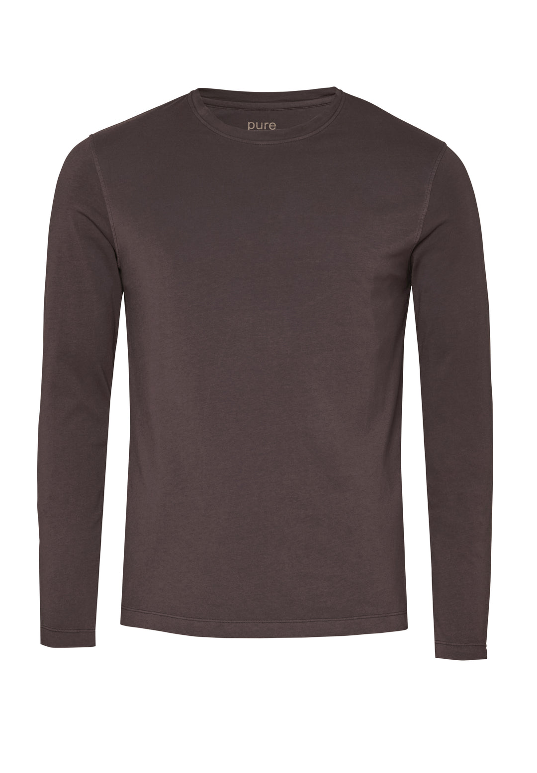 6010-91970 Pure Shirt Rundhals slim fit Langarm 245 uni dunkelbraun