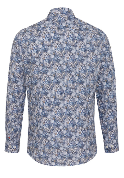 D71004-21111 PURE- City Hemd slim fit Langarm 173 druck mittelblau
