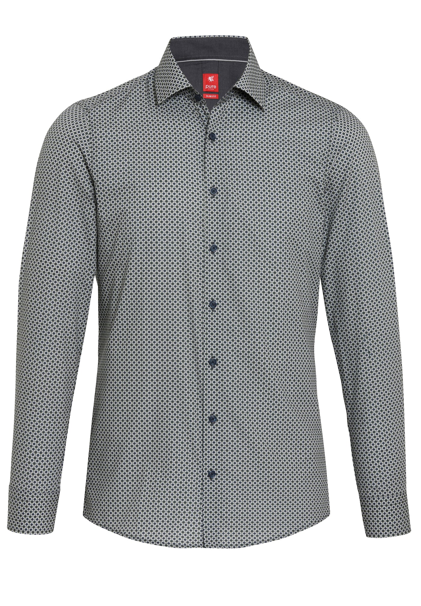 D71024-21103 PURE- City Hemd slim fit Langarm 476 druck oliv