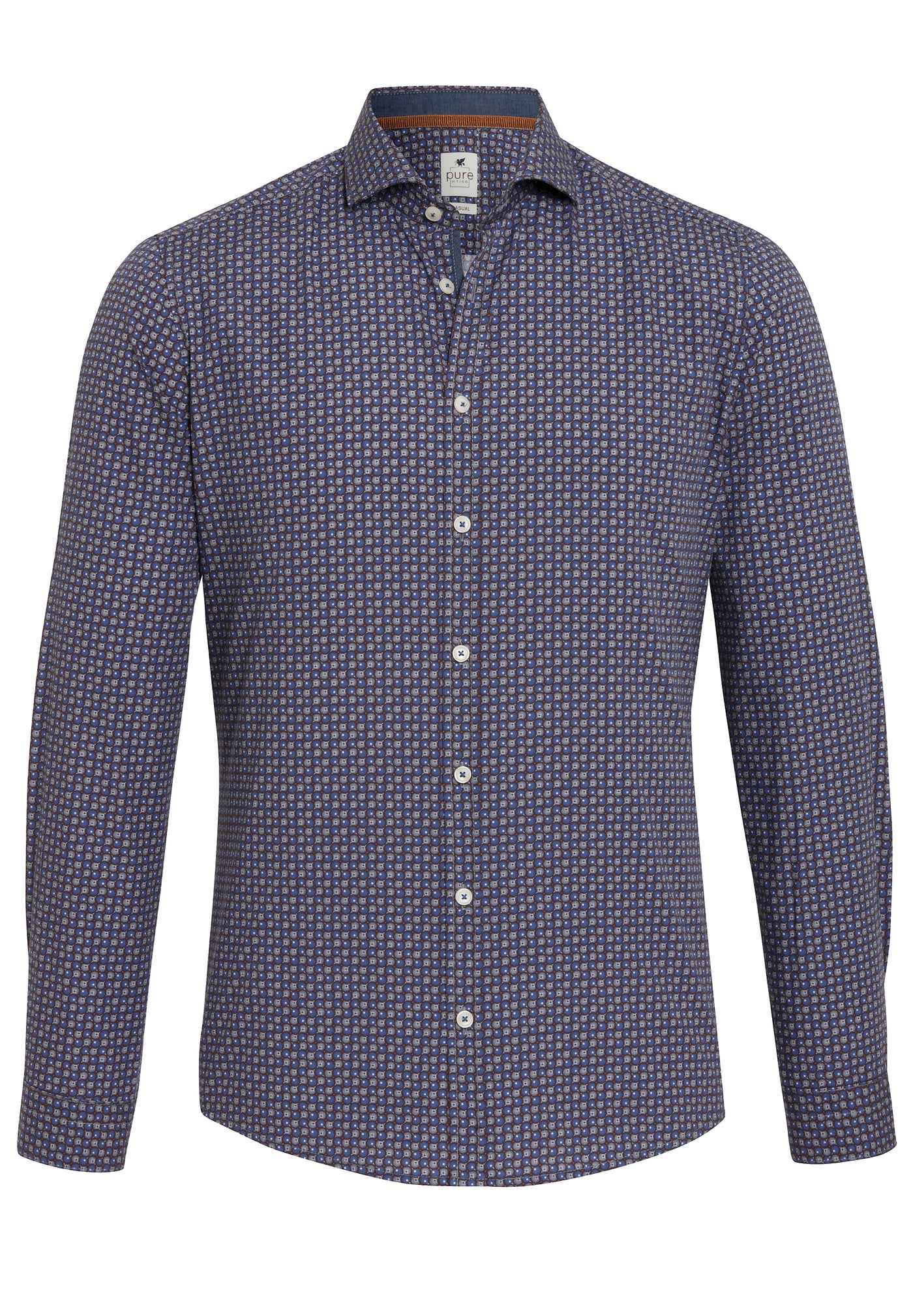 D71502-51103 PURE- Casual Hemd Langarm 176 druck dunkelblau