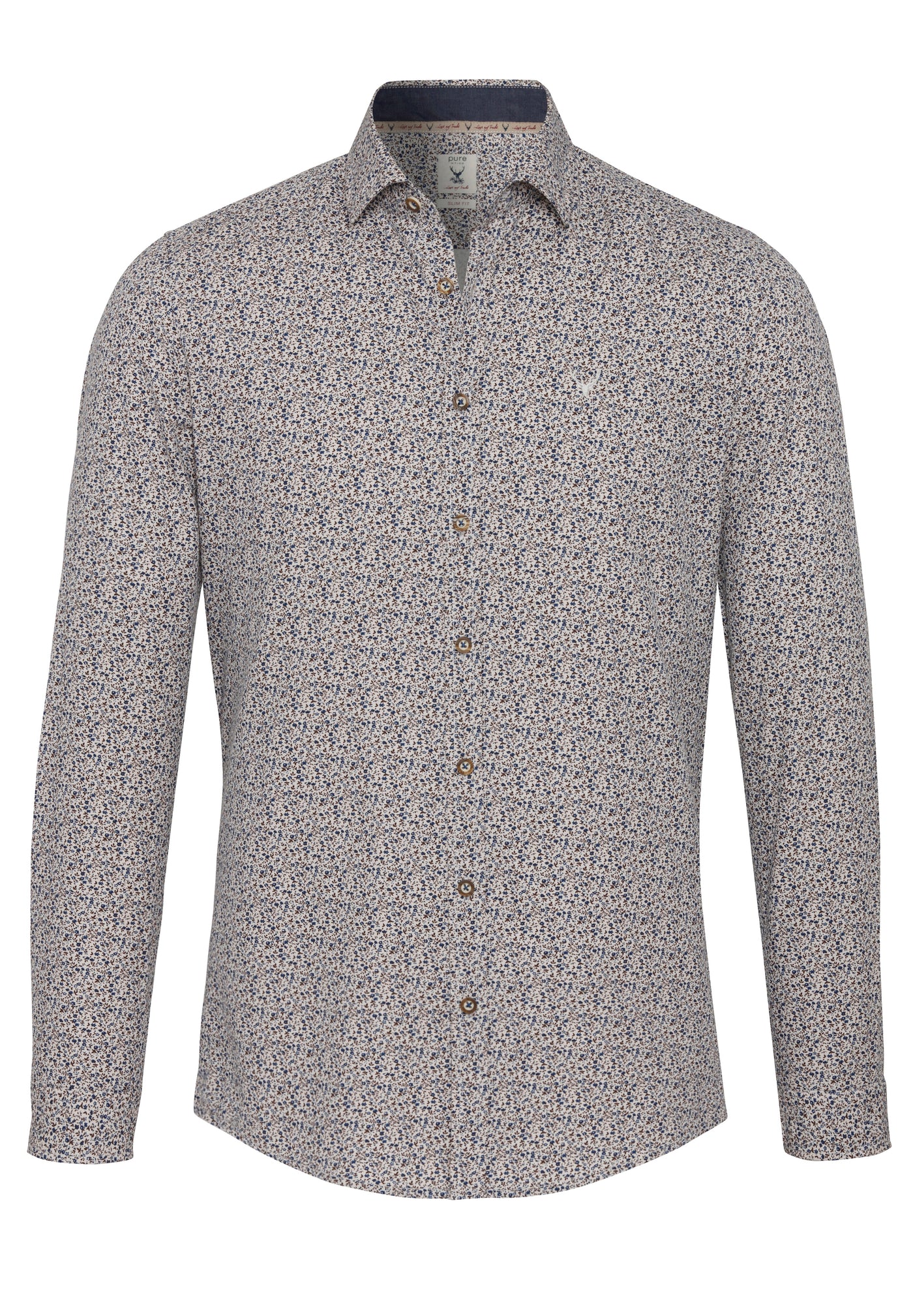 D72607-21197 PURE Tracht Hemd slim fit Langarm 176 druck dunkelblau