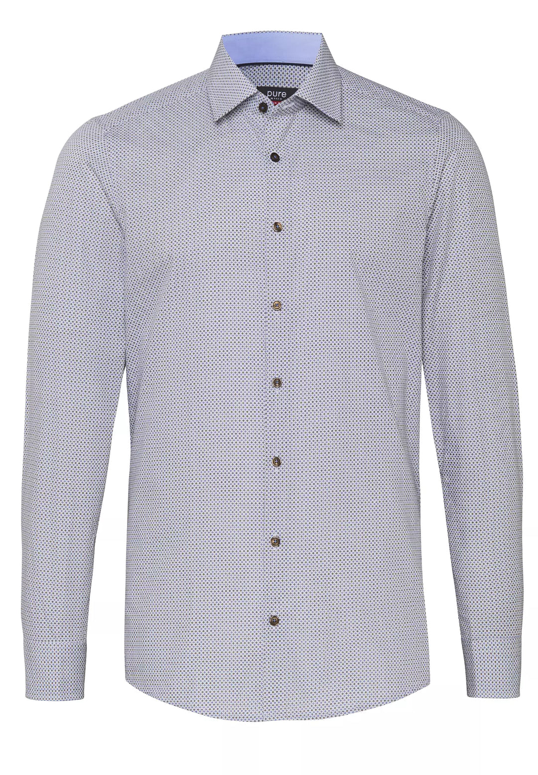 E11014-21105 PURE- City Hemd slim fit Langarm 276 druck mittelbraun