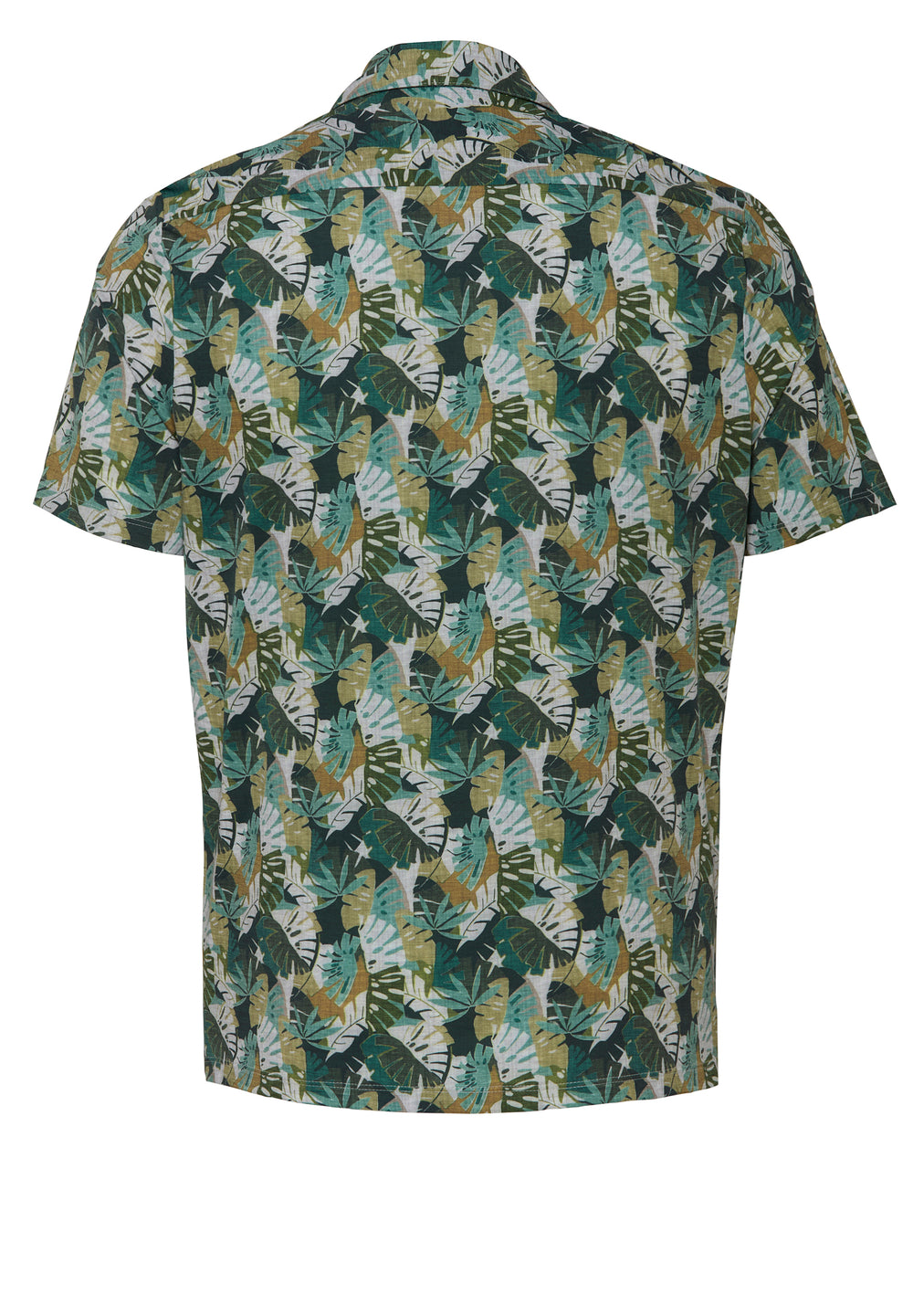 Rückansicht des E11311-22912 - Functional Herrenhemd - grün mit Allover-Blattdesign, leichtes Material und bequemer Schnitt für sommerliche Business-Looks.
