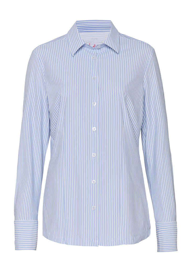 E11352-91910 PURE- Functional Bluse slim fit Langarm 162 streifen hellblau