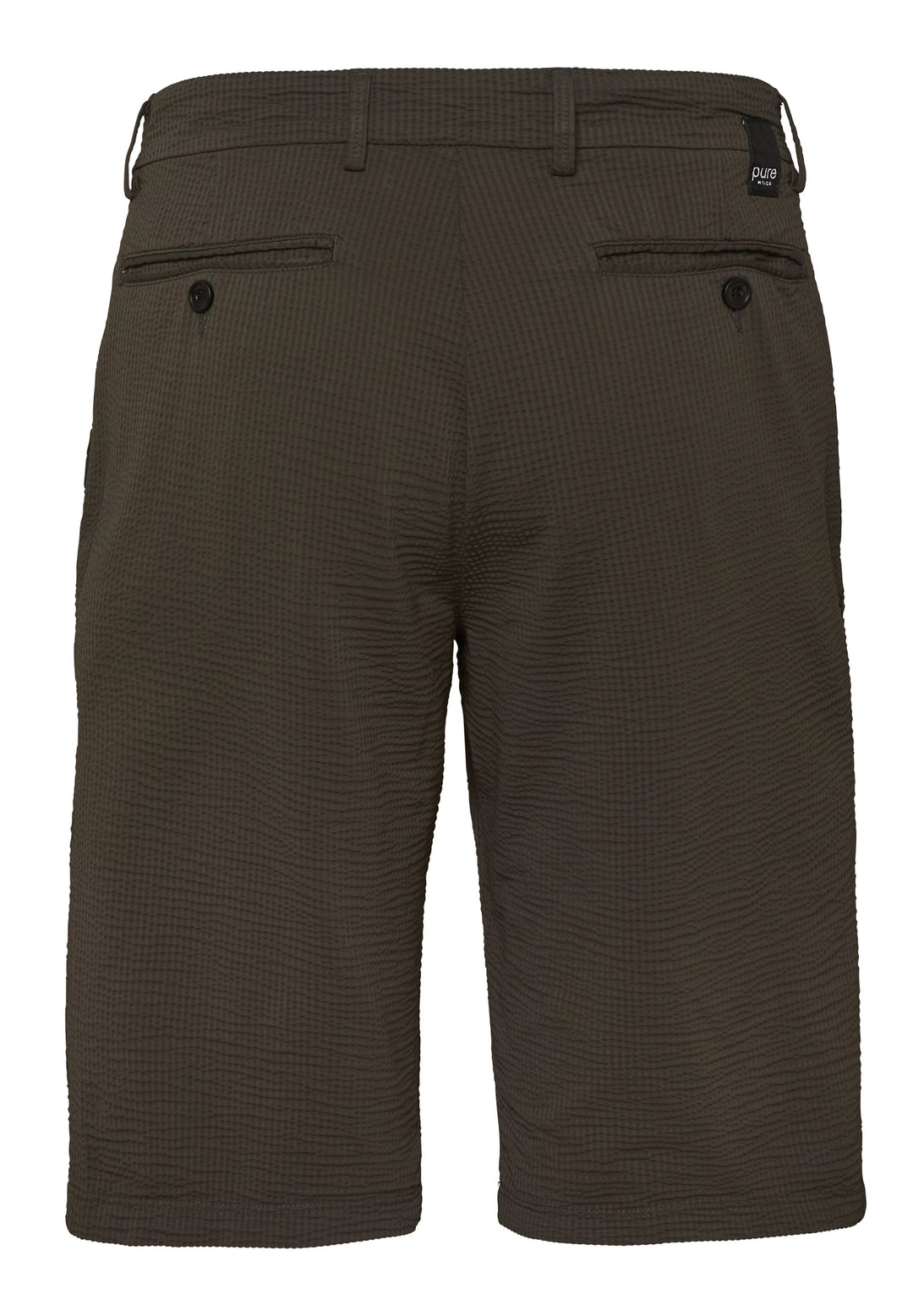 Rückansicht der E11400-92975 - Functional Bermuda - grün mit zwei Gesäßtaschen und sportlichem Design für Herren, perfekt für aktive Tage.