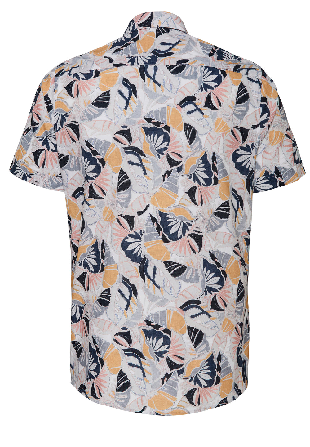 Rückansicht des E11504-52101 - Casual Herrenhemd - multicolor mit buntem Blattmuster, Halbarm und bequemer casual fit Passform.