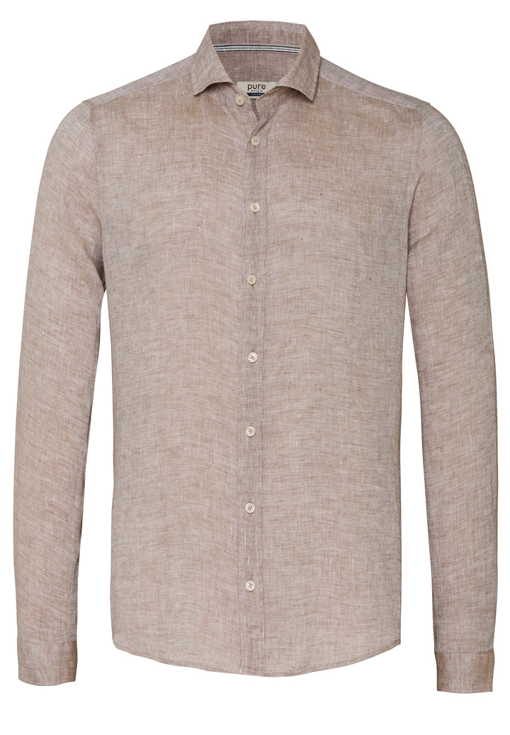 E11508-21110 PURE- Casual Hemd Langarm 210 uni beige