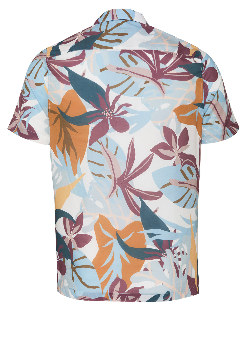 Rückansicht des E11521-52900 - Casual Herrenhemd - multicolor mit buntem Blumenprint, Halbarm und Revers Kragen für sommerlichen Look.