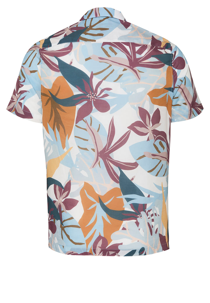 Rückansicht des E11521-52900 - Casual Herrenhemd - multicolor mit buntem Blumenprint, Halbarm und Revers Kragen für sommerlichen Look.
