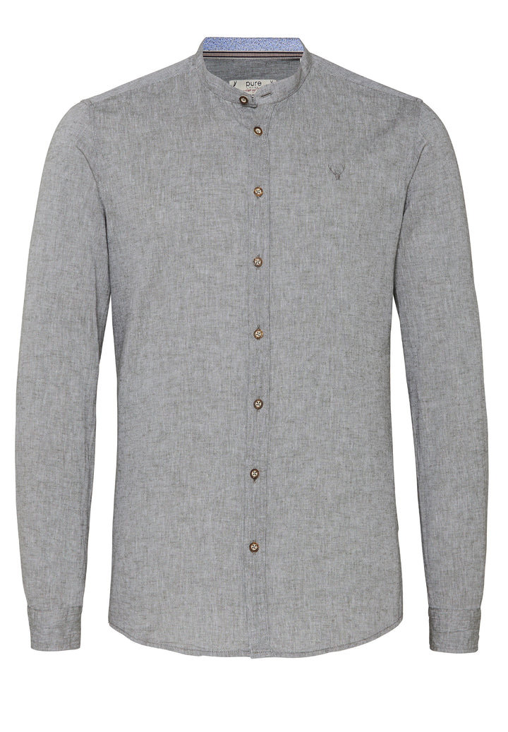 E12601-21698 PURE Tracht Hemd slim fit Langarm 432 uni oliv