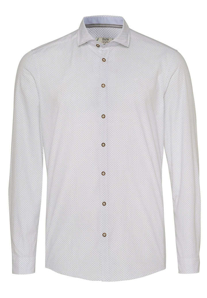 E12605-21197 PURE Tracht Hemd slim fit Langarm 473 druck grün