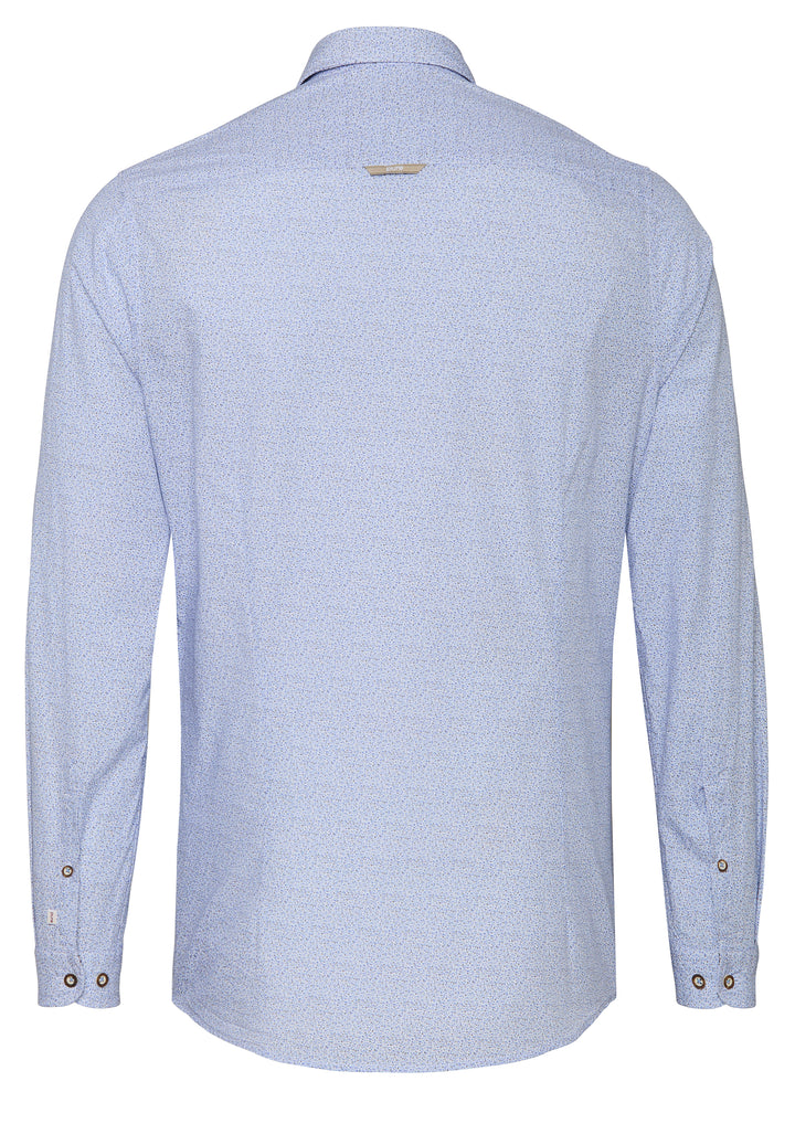 E12614-21197 PURE Tracht Hemd slim fit Langarm 173 druck mittelblau