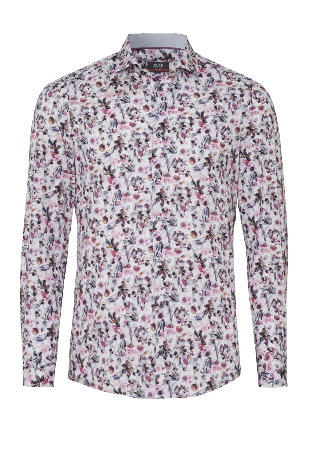 E21002-21704 PURE- City Hemd slim fit Langarm 878 druck aubergine