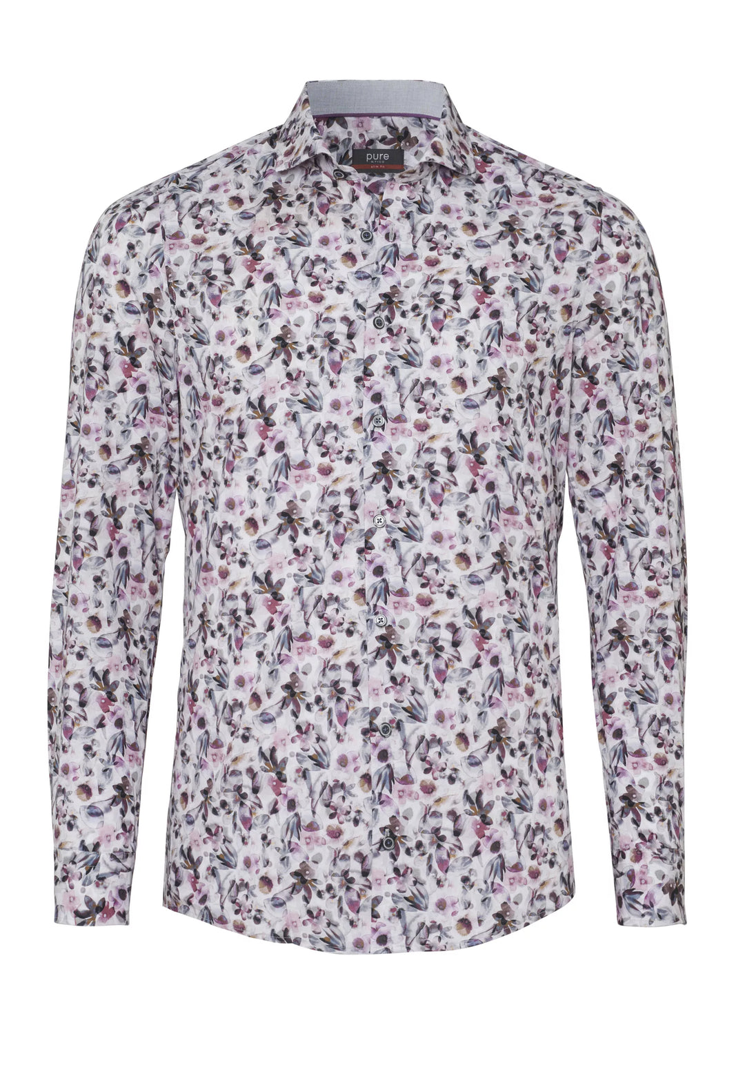 E21002-21704 PURE- City Hemd slim fit Langarm 878 druck aubergine