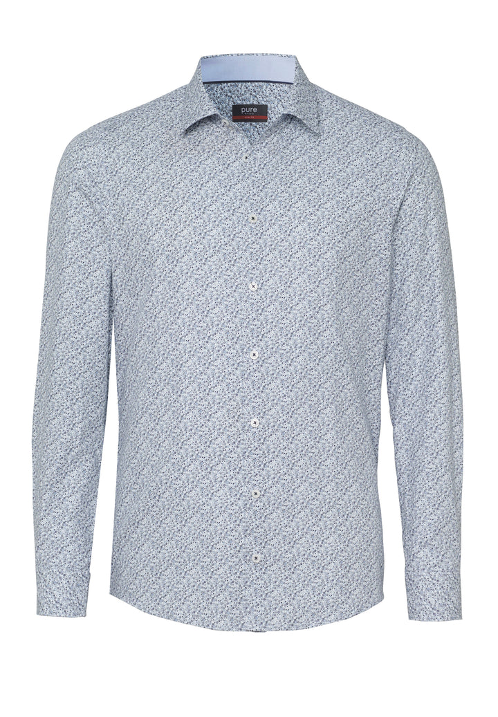 E21009-21103 PURE- City Hemd slim fit Langarm 773 druck grau