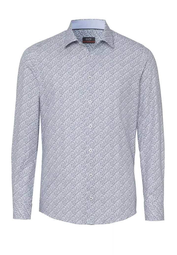 E21009-21103 PURE- City Hemd slim fit Langarm 773 druck grau