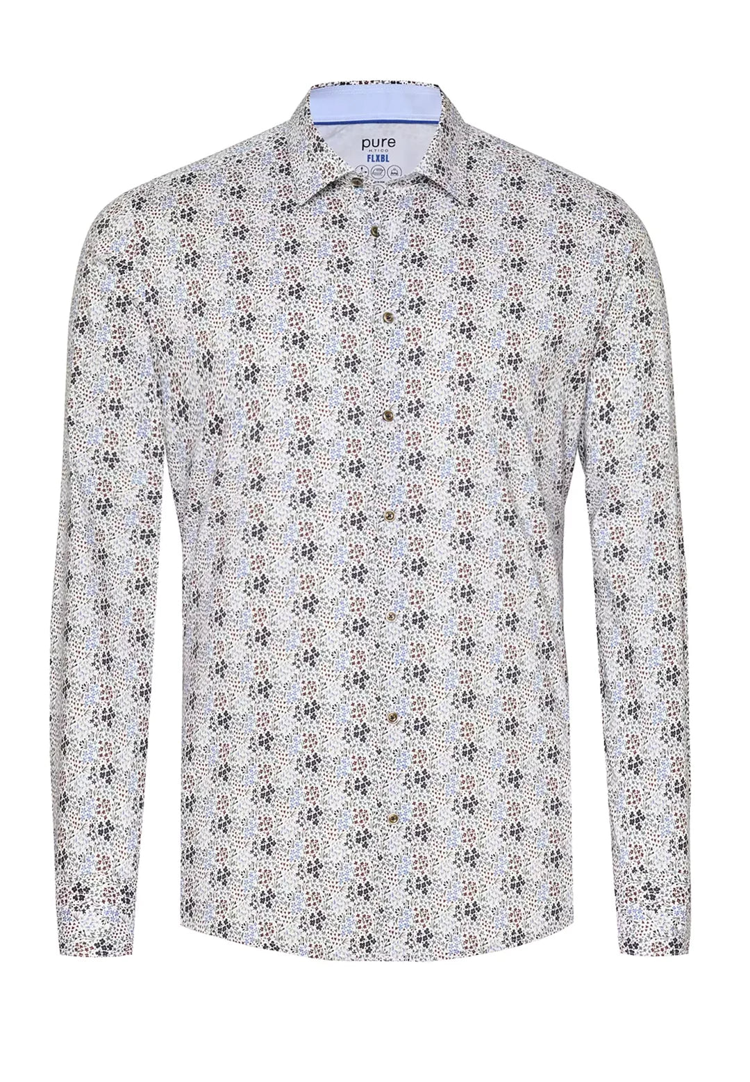 E21059-21102 PURE- FLXBL Hemd Langarm 173 druck mittelblau