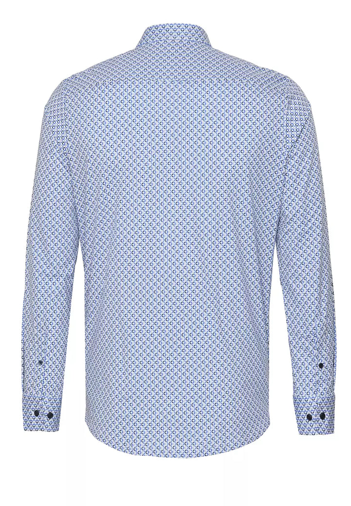 E21308-21742 PURE- Functional Hemd Langarm 173 druck mittelblau