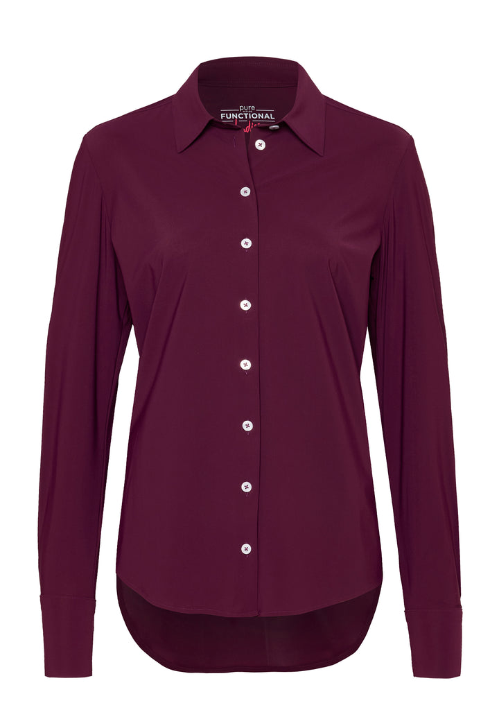 E21350-91910 PURE- Functional Bluse slim fit Langarm 845 uni aubergine