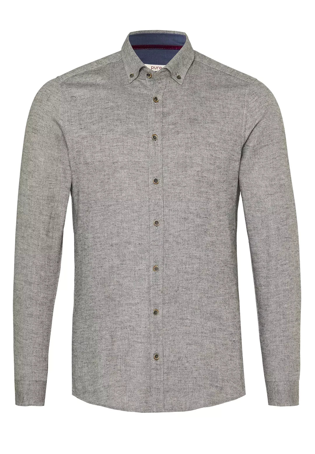 E21500-51202 PURE- Casual Hemd Langarm 710 uni grau