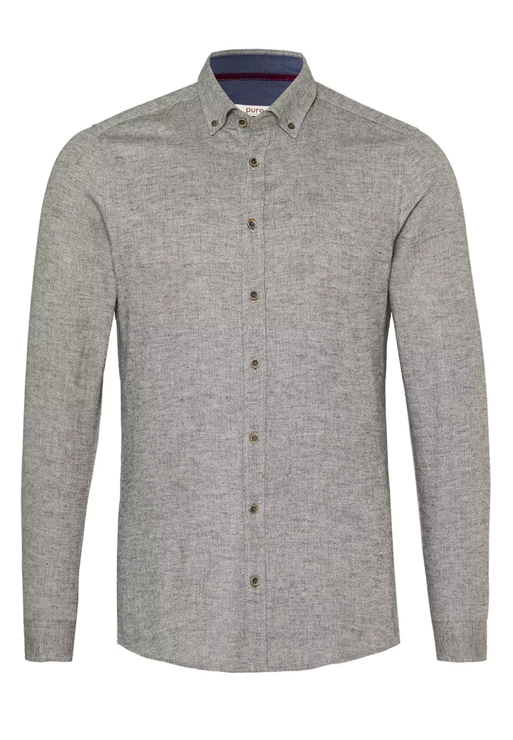 E21500-51202 PURE- Casual Hemd Langarm 710 uni grau