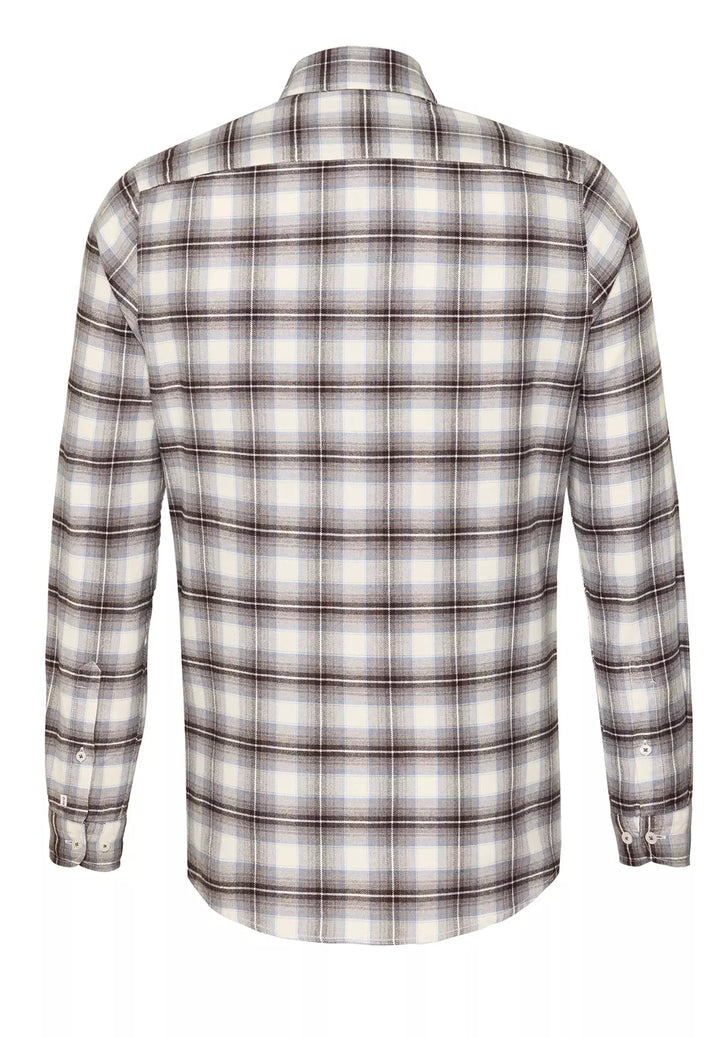 E21511-51204 PURE- Casual Hemd Langarm 256 karo mittelbraun