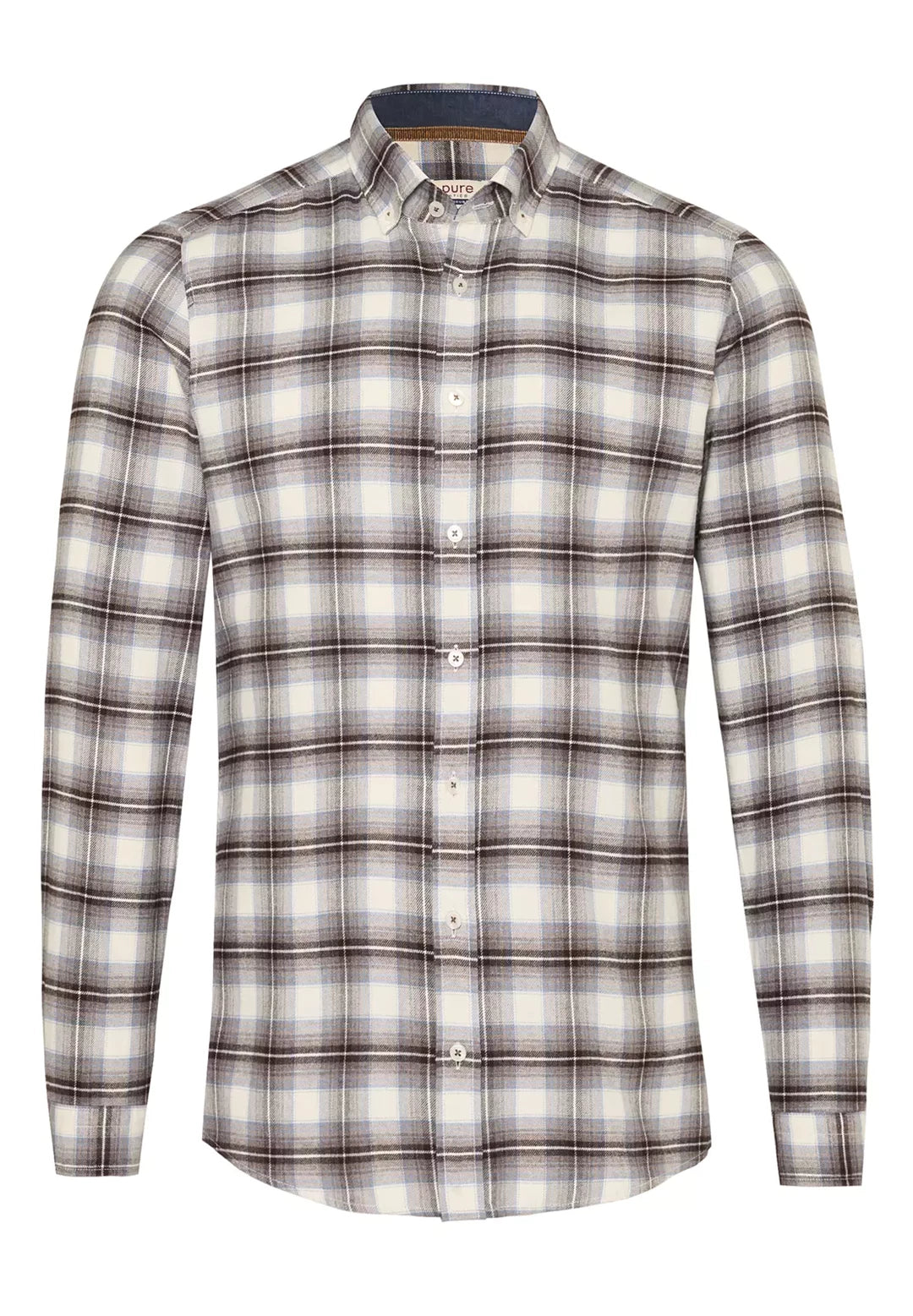 E21511-51204 PURE- Casual Hemd Langarm 256 karo mittelbraun