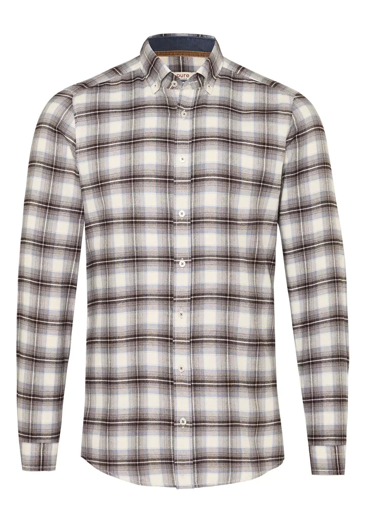 E21511-51204 PURE- Casual Hemd Langarm 256 karo mittelbraun