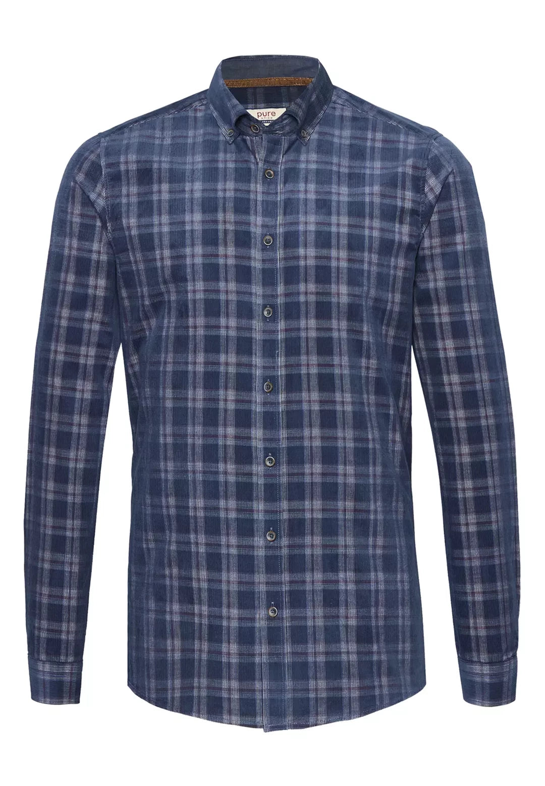 E21522-51201 PURE- Casual Hemd Langarm 156 karo dunkelblau