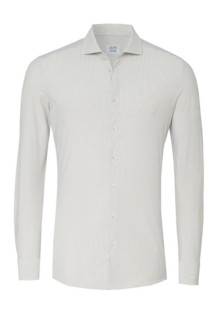 E31302-21742 PURE- Functional Hemd Langarm 263 streifen beige