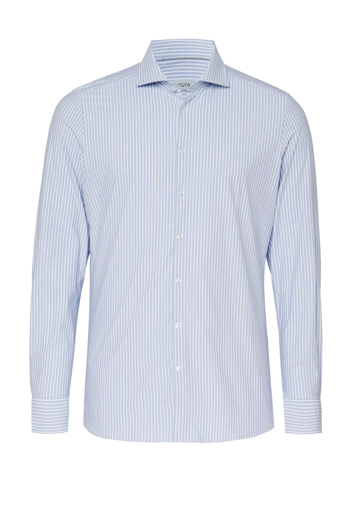 E31305-21742 PURE- Functional Hemd Langarm 163 streifen mittelblau