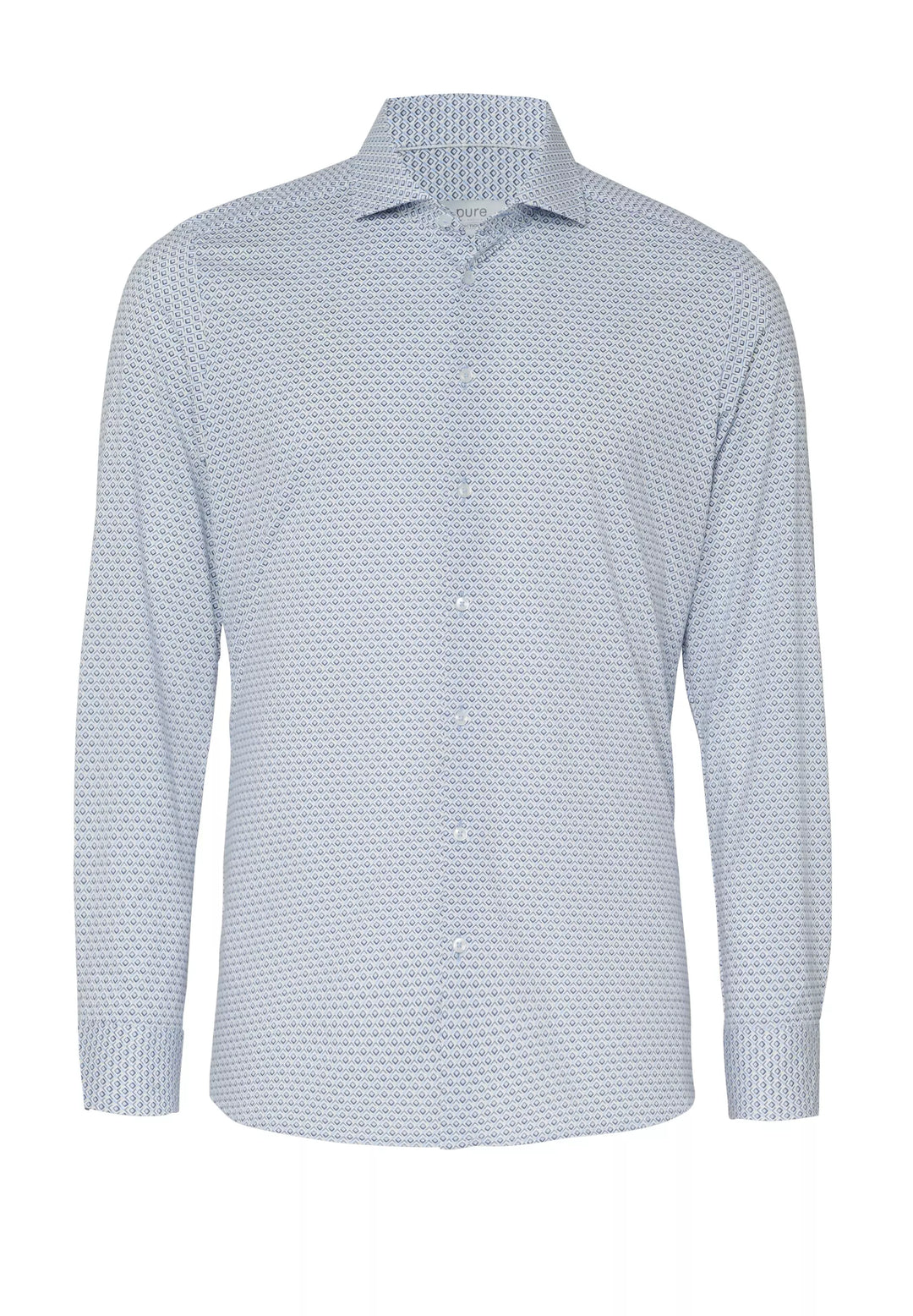 E31311-21742 PURE- Functional Hemd Langarm 173 druck mittelblau