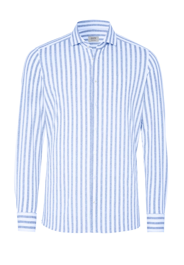 E31312-21742 PURE- Functional Hemd Langarm 160 streifen hellblau