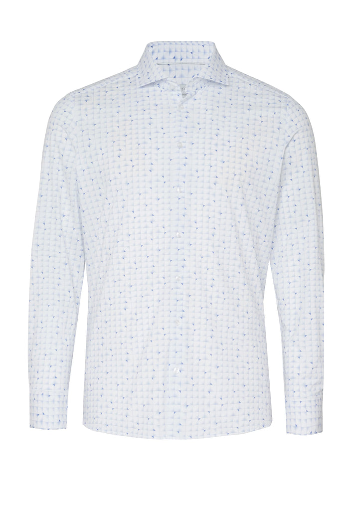 E31313-21742 PURE- Functional Hemd Langarm 170 druck hellblau