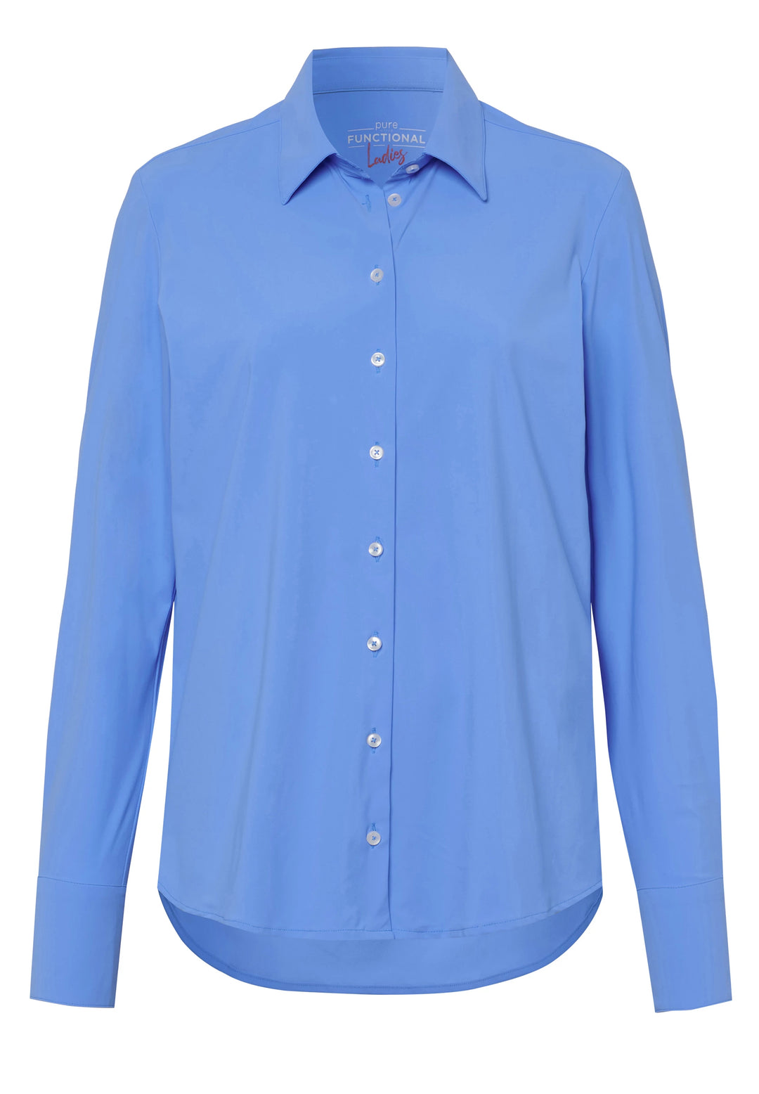 E31350-91911 PURE- Functional Bluse modern fit Langarm 112 uni mittelblau