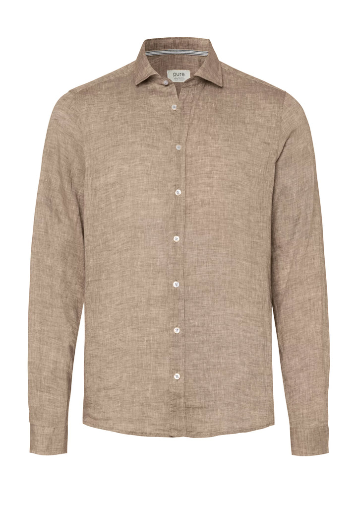 E31514-51707 PURE- Casual Hemd Langarm 220 uni hellbraun