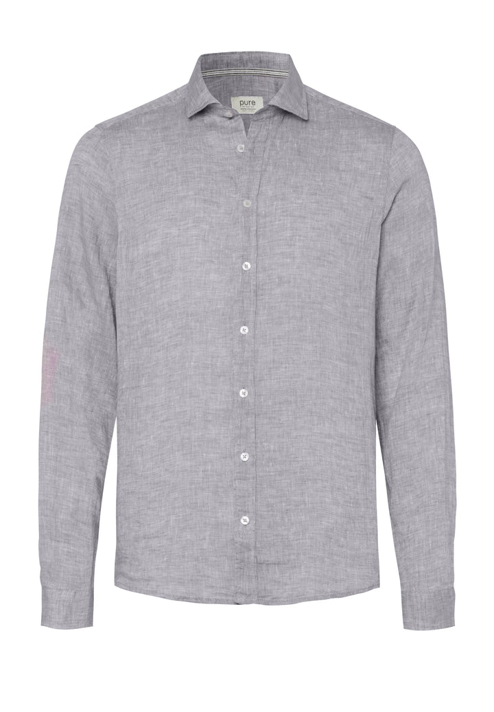 E31514-51707 PURE- Casual Hemd Langarm 710 uni grau