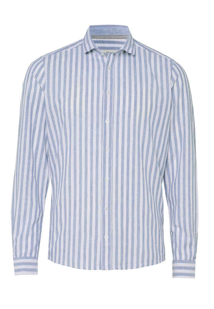 E31515-51701 PURE- Casual Hemd Langarm 163 streifen mittelblau
